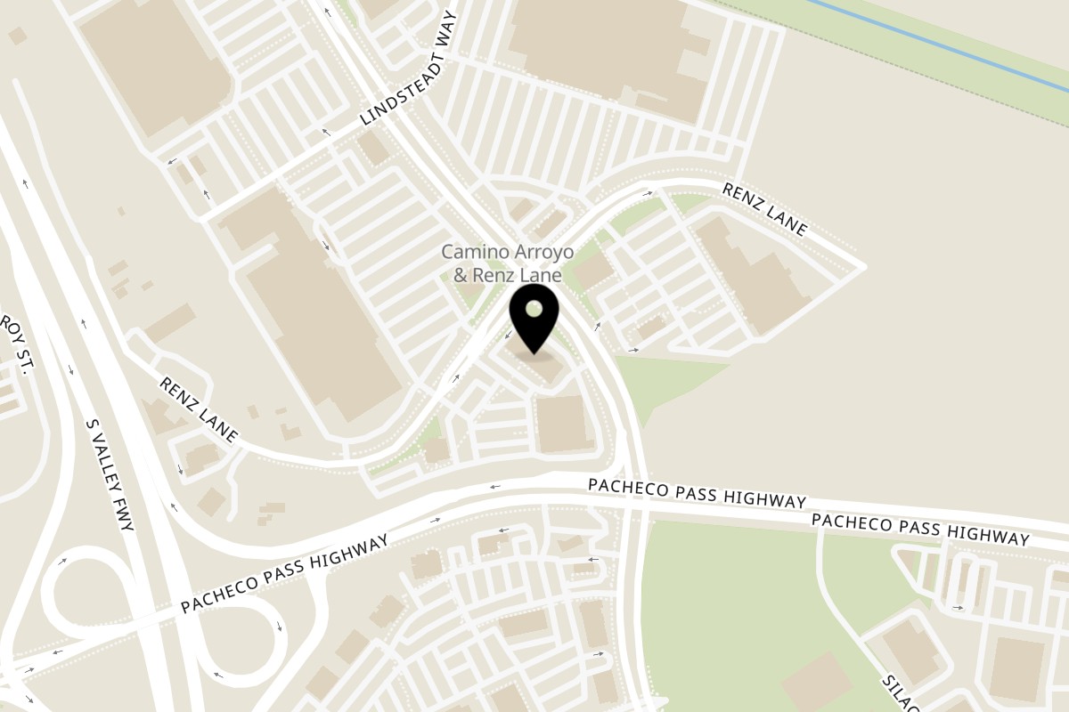 Map showing the location of López Taqueria Gilroy on 890 Renz Lane in Gilroy