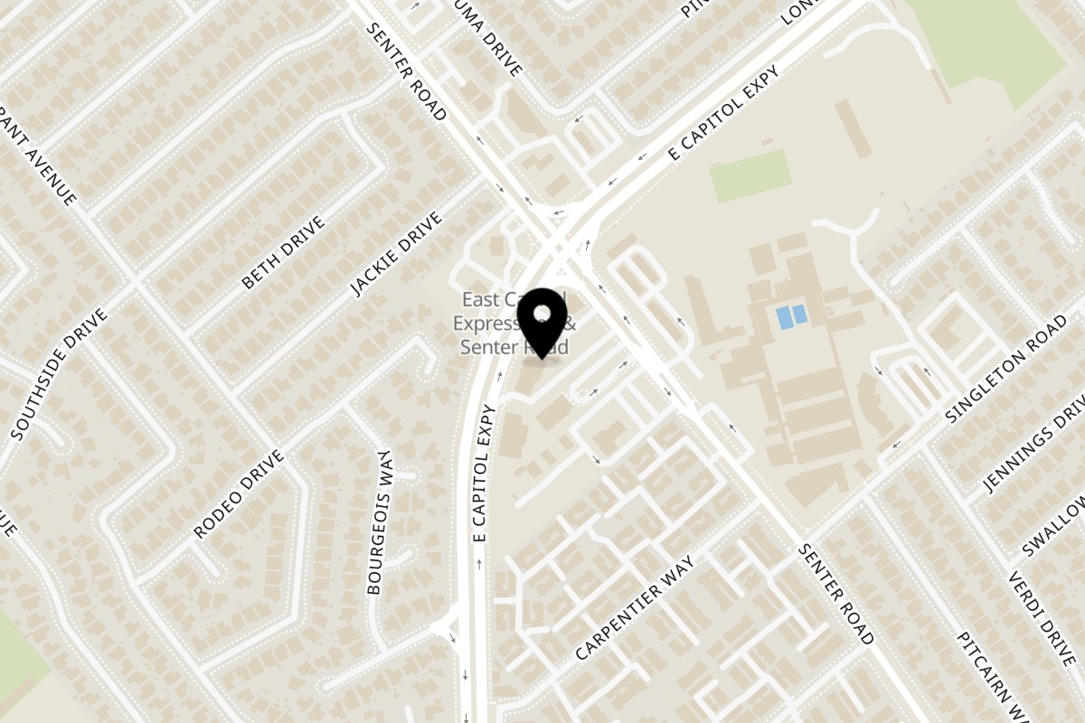 Map showing the location of López Taqueria Senter Road on 3161 Senter Rd #3161 C in San Jose