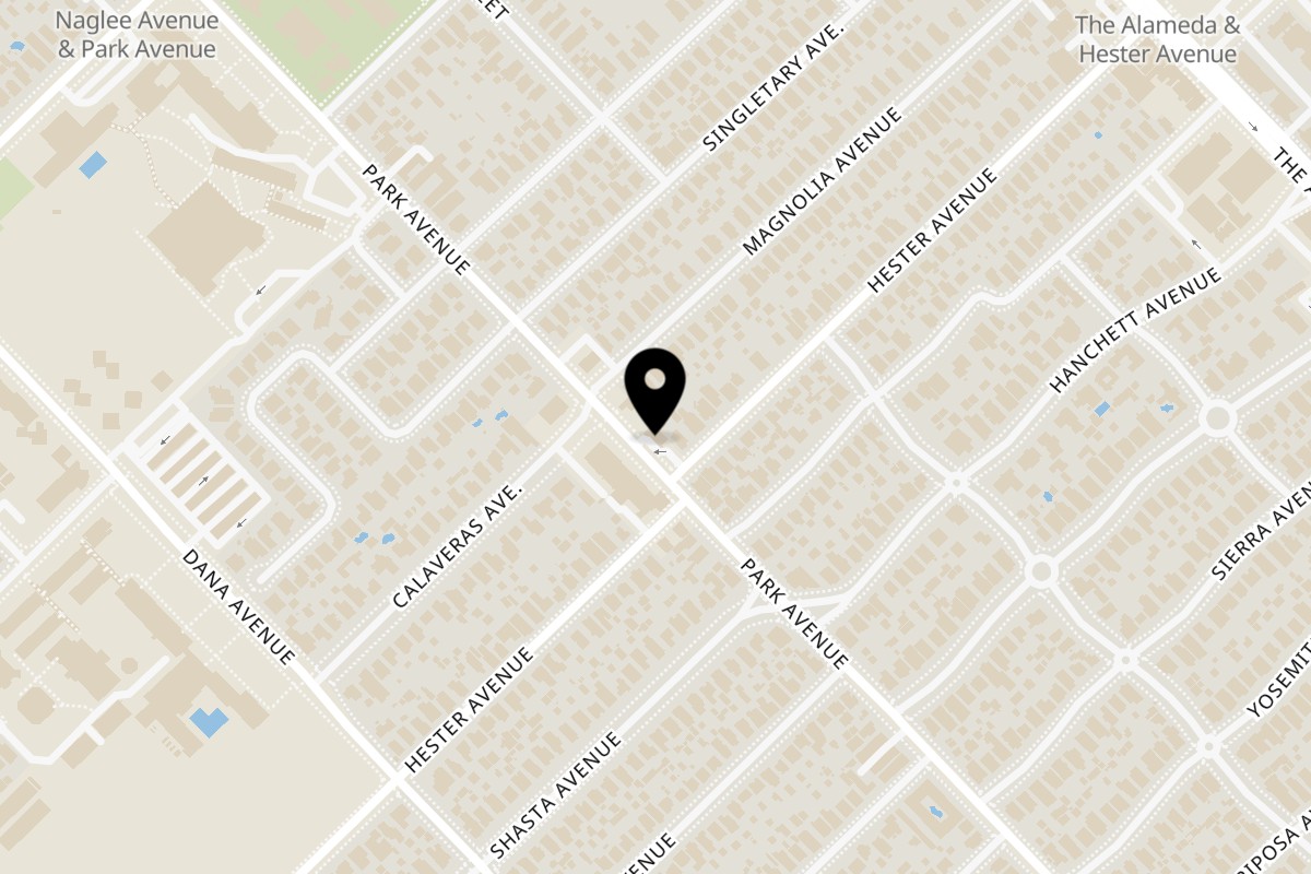 Map showing the location of López Taqueria Park Avenue on 1460 Park Ave in San Jose